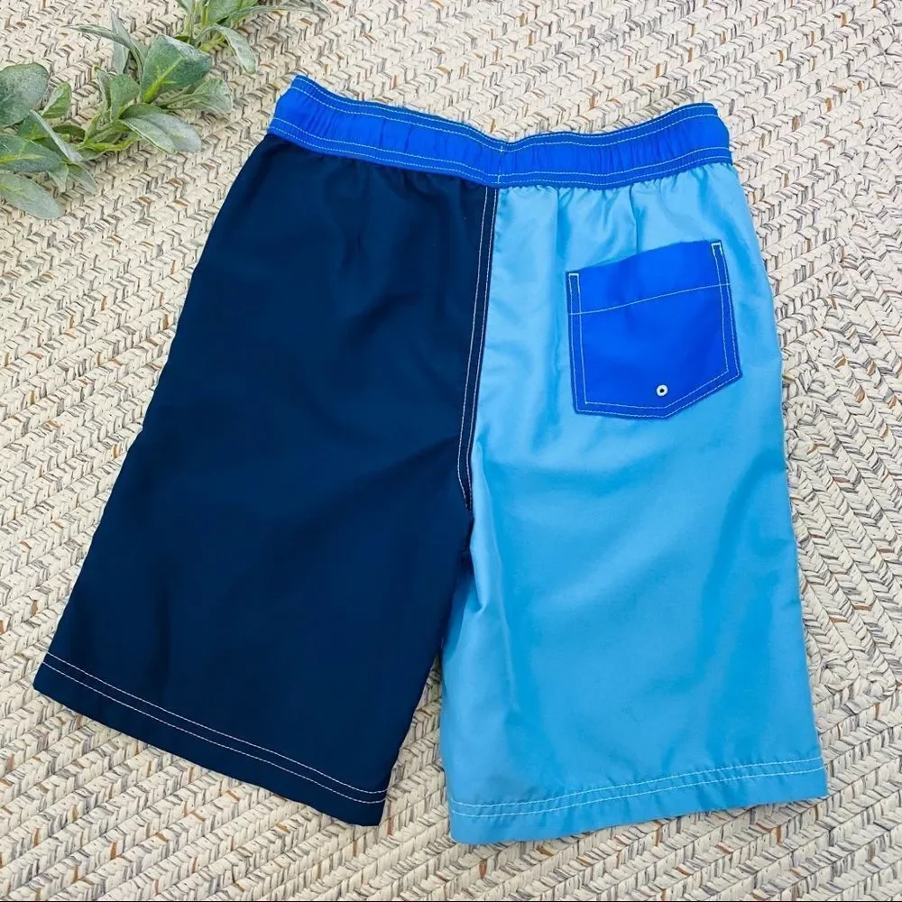 Lands End blue and navy swim trunks boys medium